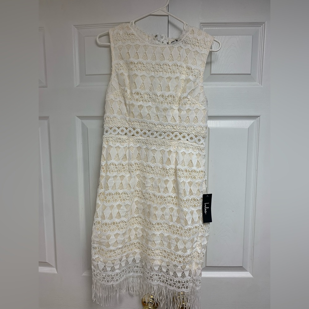 Lulus White Crochet Lace Sleeveless Dress